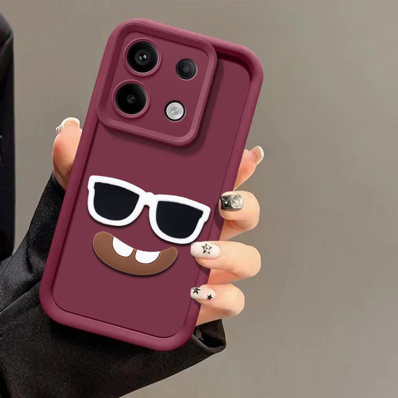 Cute 3D Glass Smile Candy Liquid Phone Case for Xiaomi Redmi Note 14 13 Pro 14S 12 12s 11 11s 14C 12C 13C 10C A5 A3 K80 K70E K60E Cartoon Cover