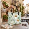 Watercolor Daisy Print Tote Bag Casual Large Capacity Daily Shoulder Handbag