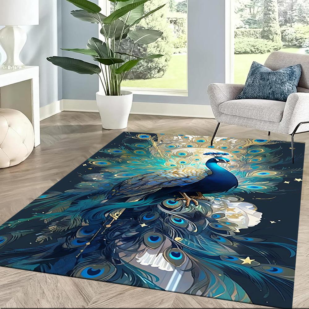 Elegant Peacock Fantasy Art Floor Mats for Living Room, Bedroom and Room Decoration Are Suitable for Gifts.
