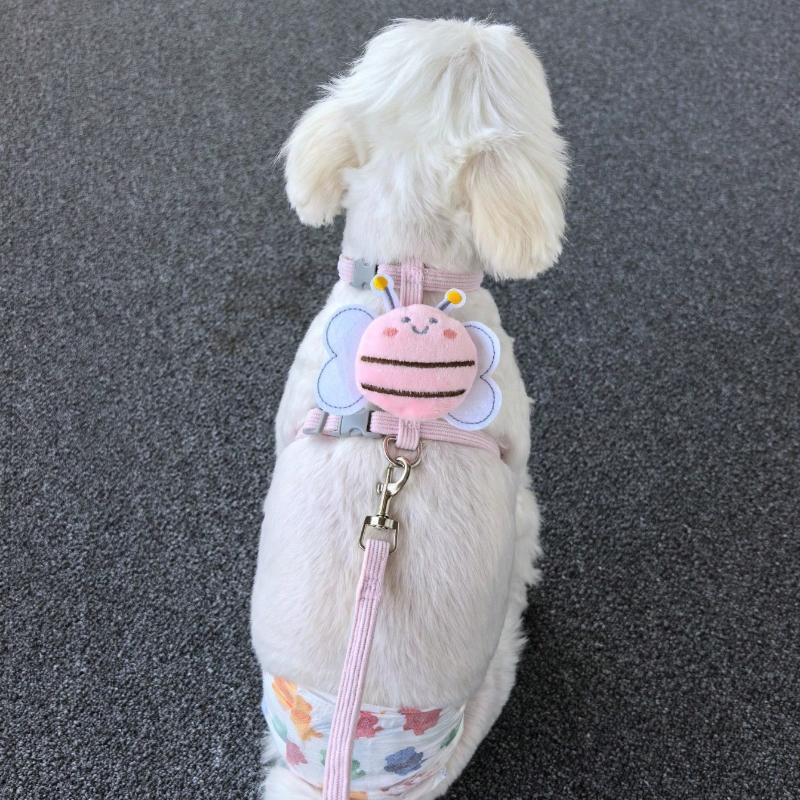 1 Set Pink Pet Leash, New Bee Design Anti-Pull Adjustable Walking Lead for Cats, Small Dogs, Outdoor Pet Supplies