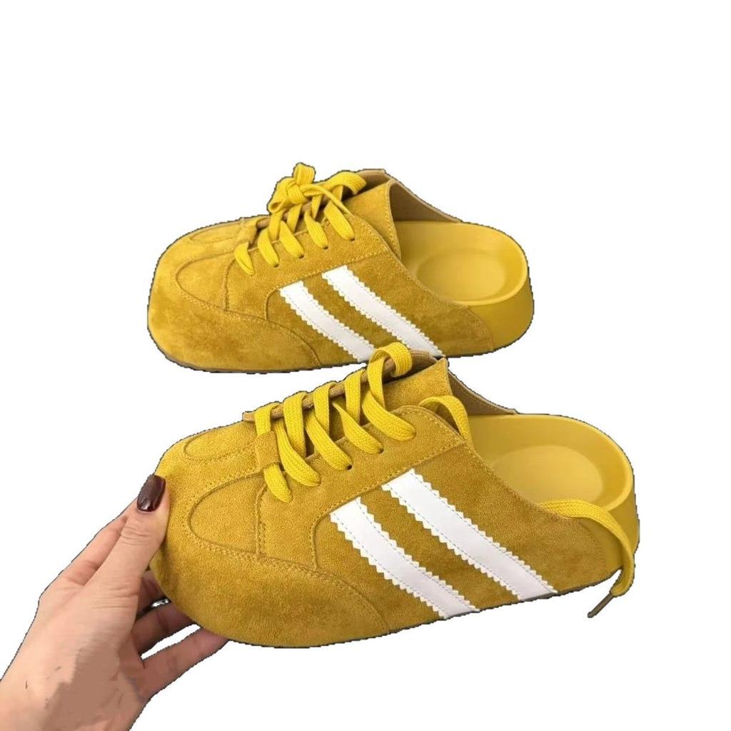 2025 Spring and Summer Baotou Half Slippers Outer Wear Retro Heelless One Pedal Lace-up Lazy Casual Cool Slippers