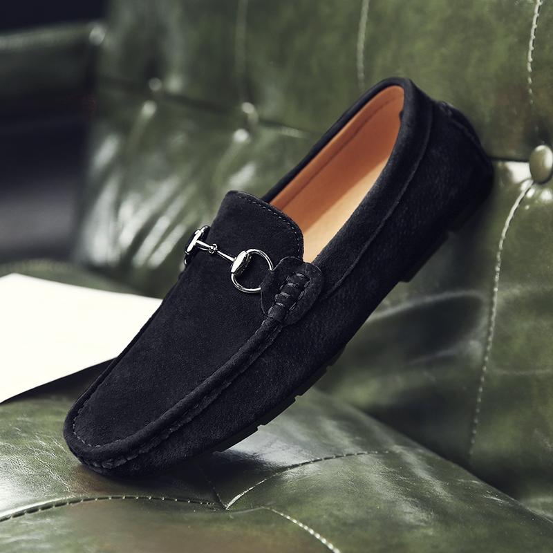 38-47 Big Size Men Shoes Casual Leather Suede Shoes Mens Loafers Fashion Slip On Footwear Male Flats Driving Shoe Soft Moccasins