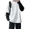 Männer T-shirt Gefälschte Zwei Stück Rundhals Langarm Kontrast Farbe Pullover Frühling Lose Patchwork Bodenbildung Shirt Streetwear