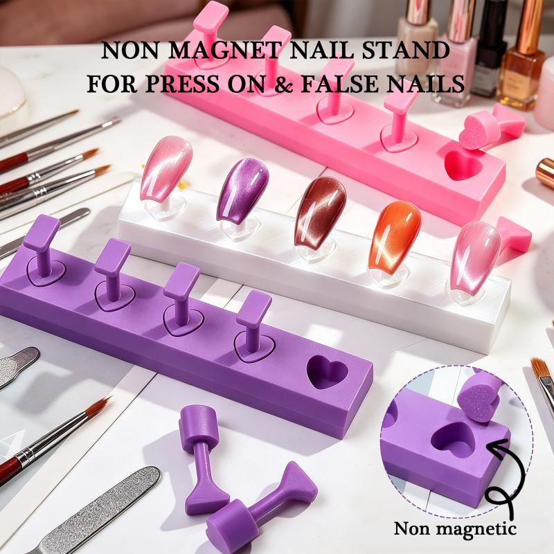 1 Set Non-Magnetic Fake Nail Holder Gel Polish Practice Display Stand Plastic Showing Shelf Nail Art Photography Tool