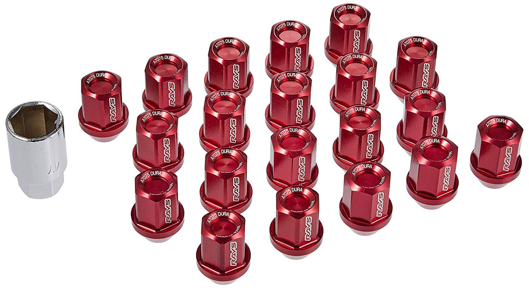 

RAYS Aluminum Lock Nut Set for L32 M12 x Red 74020001108RD & 5H, 1.25, Anodized,