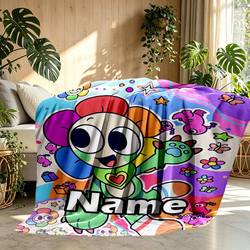 Custom Name Personalized Dandy's World Print Blanket, Home Decor, Bedroom, Sofa, Camping, Couch, Gifts for Birthday Christmas