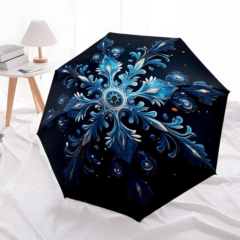 1pc Winter Fantasy Automatic Folding Umbrella   Compact 8 Rib Design, Durable Iron Frame for Travel, Outdoor,  a0920082