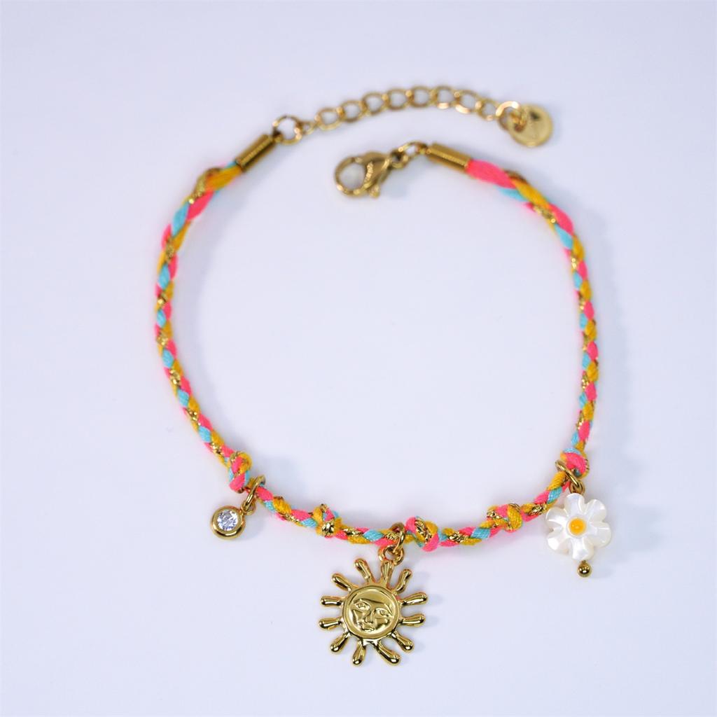 Colored Braided Titanium Steel Bracelet with Ins Style, Light Luxury, Dopamine High-end Feel, Gold-plated Color Retention