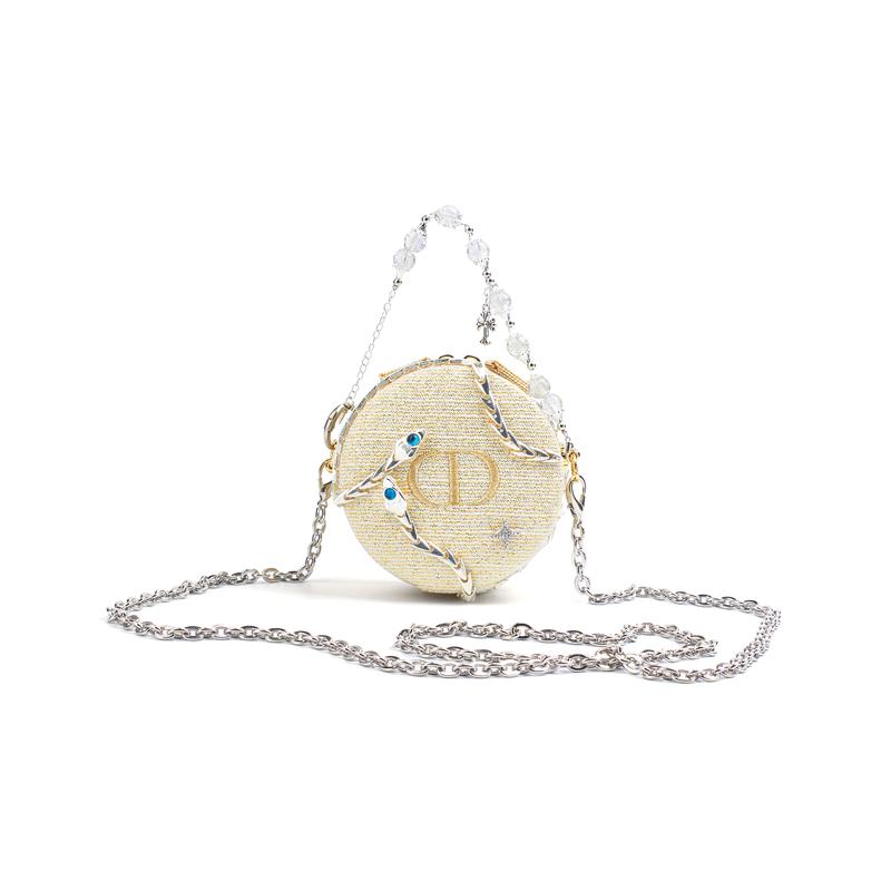 

DIOR [Customized Cosmetic Bag] Amber Gilt Stars Noble Temperament Elegant Luxury Palace Style Gold Wire Mini Cosmetic Bag золотой