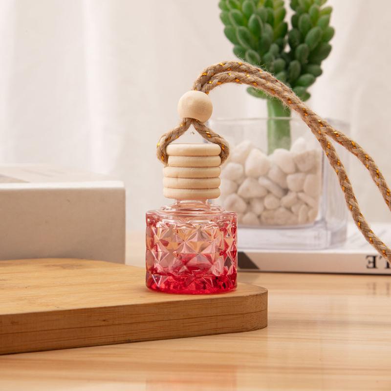 1Pcs Refillable Car Essential Oil Diffuser Bottle Empty Car Air Freshener Pendant Perfume Glass Bottle With Wooden Caps