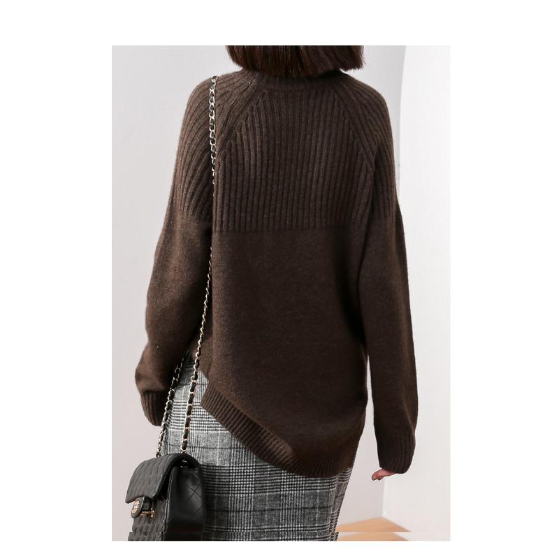 Herbst Winter Locker Gestrickter Rollkragen Damen Pullover Einfarbig Mode Elegant Lässig Schlicht Verdickte Oberteile Einfarbig Pullover Kleidung