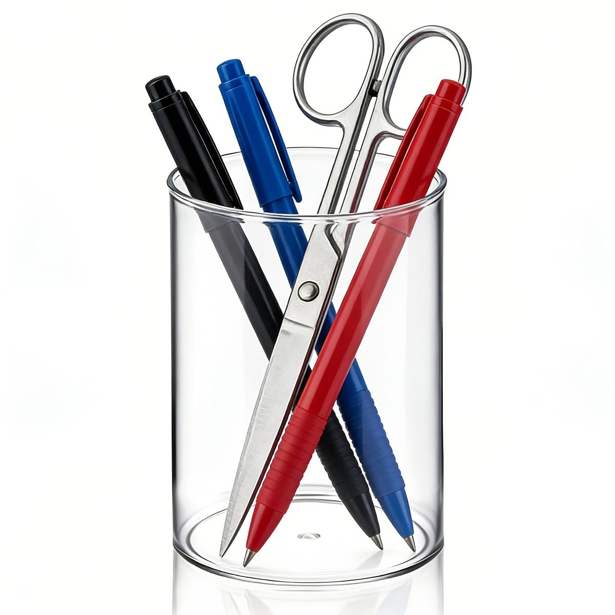 

Clear Acrylic Pen Holder | Stylish Cylinder Desk Organizer for Pencils Makeup Brushes | Home Office Supplies Countertop Storage