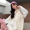 Korean Cardigan Sweatshirt Womens Hooded Autumn Thin Coat Female Zipper Apricot Hoodies Streetwear