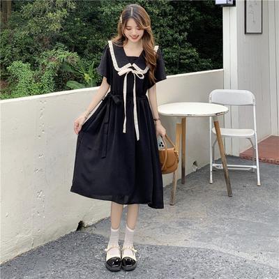 Doll Collar Dress Girls Summer Elegant Women's New Junior High School Students Sweet French Waist Dress
