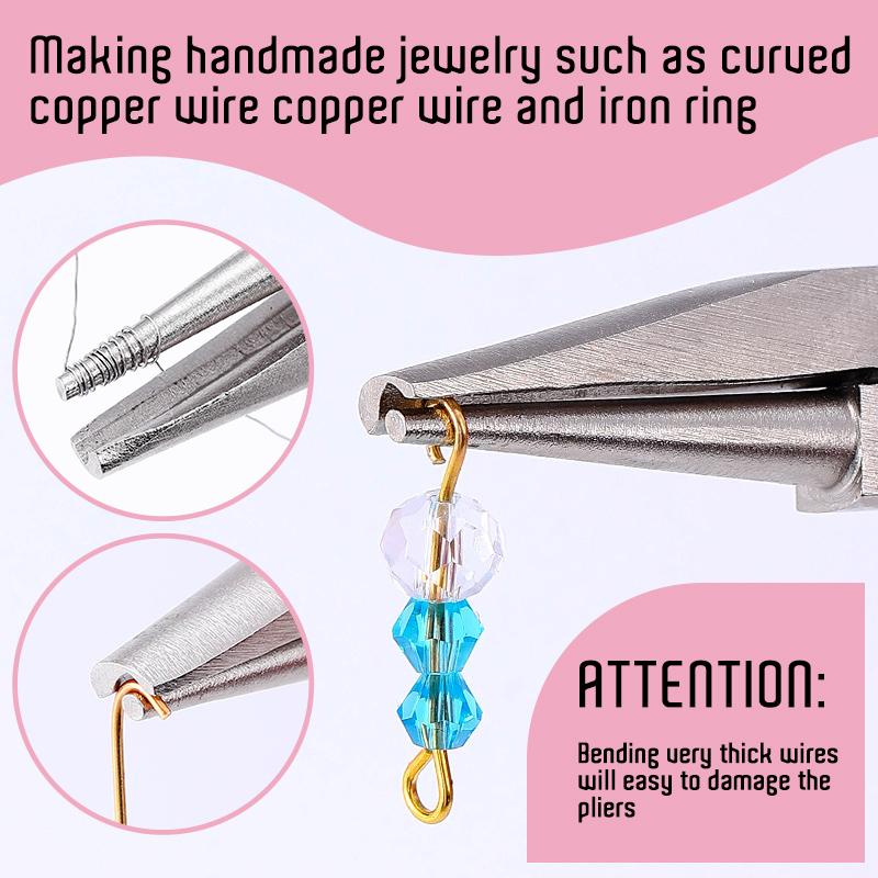 Pink Round Concave Pliers Wire Looping Mini Precision Pliers Wire Bending Tools for DIY Jewelry Making Eye Hobby Projects