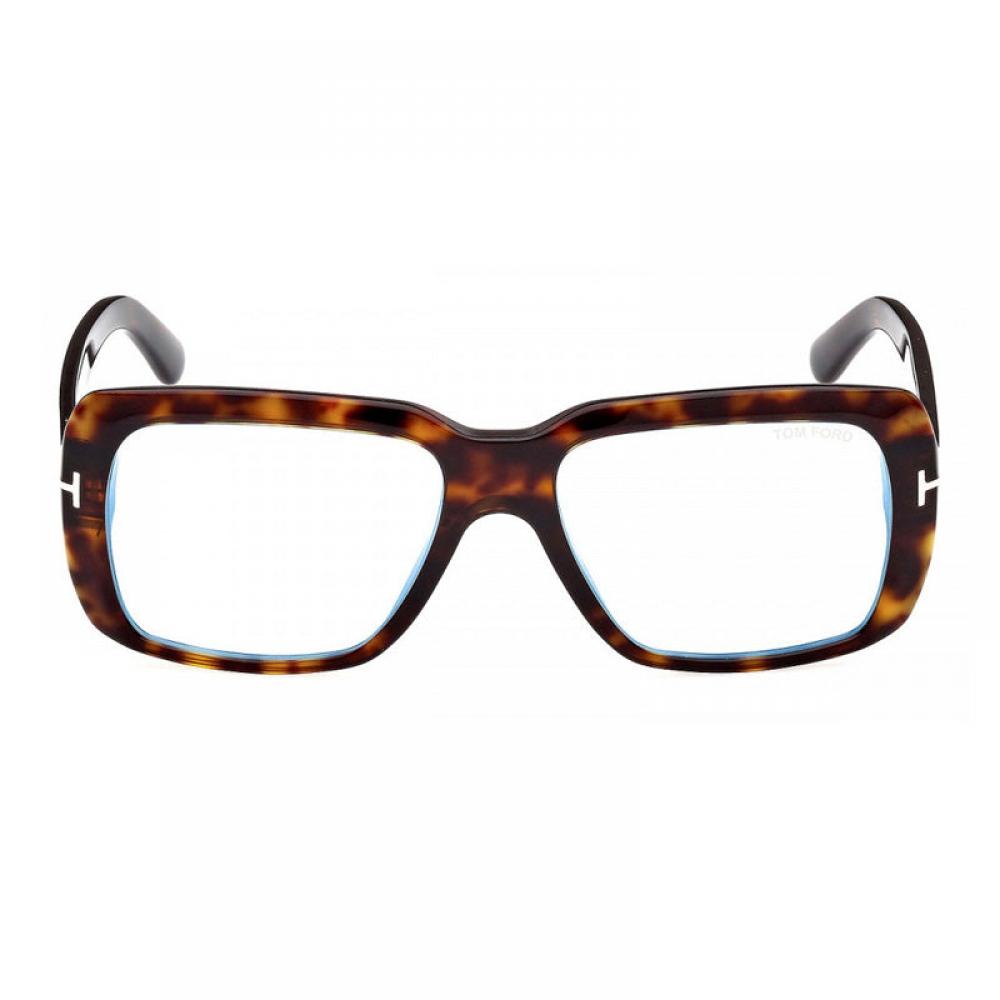 Tom Ford Eyeglasses Square Full Rim Dark Havana Frame And Clear Demo Lenses Ft  