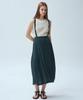 Waiowai Suspender Curve Pleated Long Skirt_2 Colors