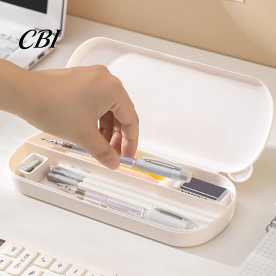 Compartment Pencil Holder Large Capacity Case with Compartments, Macaron Color Plastic Stationery Storage Box Box, Portable Student Pen Bag for School