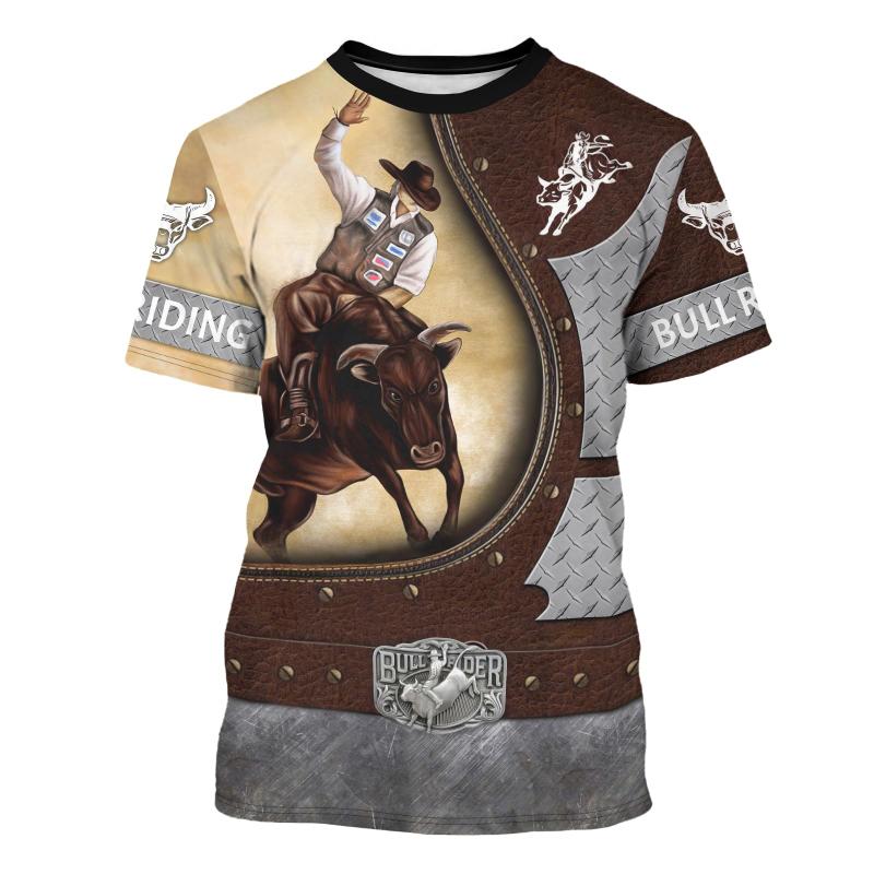 3D Full Print Bull Riding Graphic Men's T-Shirt For Men Summer Short Sleeve Fashion Casual O Neck T Shirt Streetwear Man Gifts