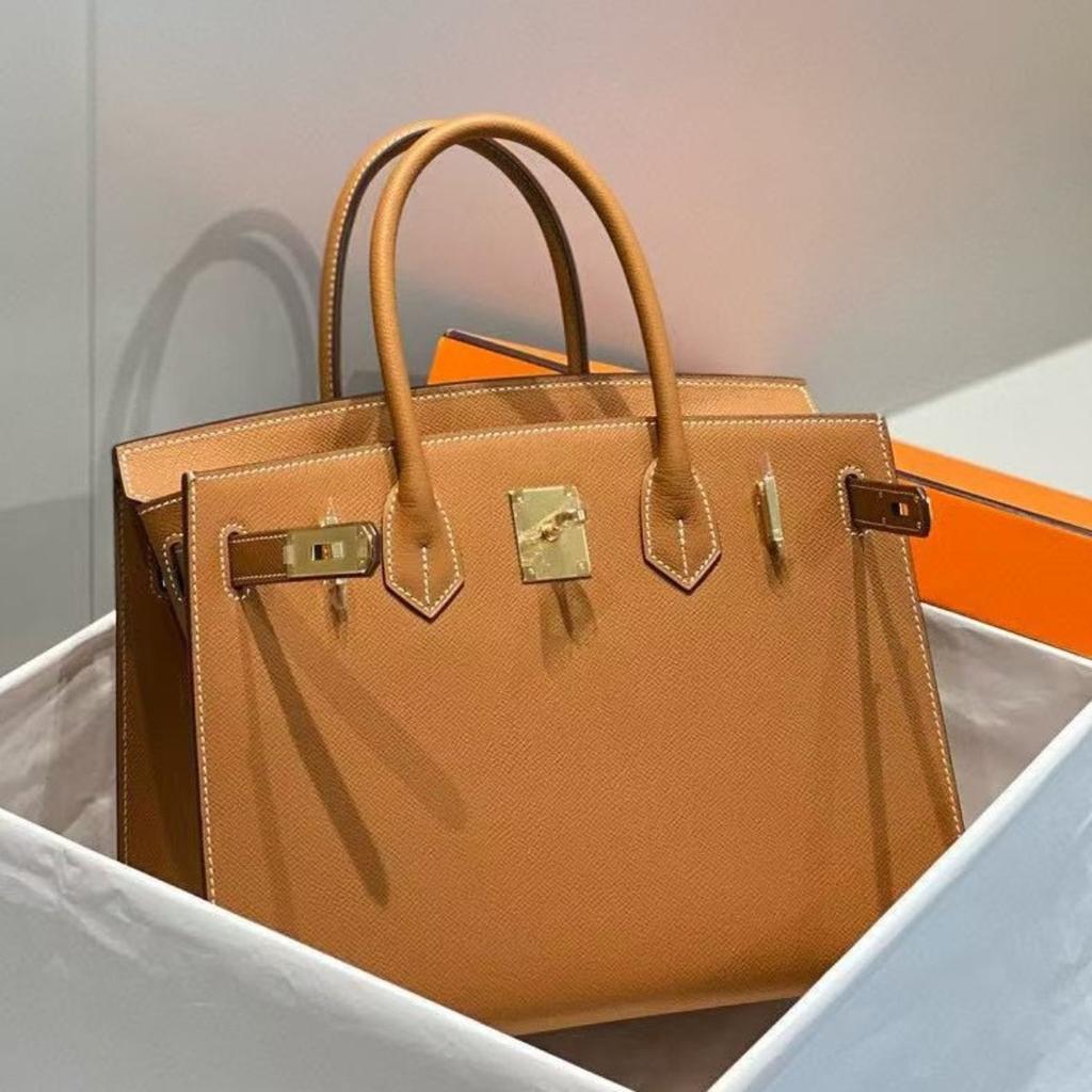 Außennäht Rindsleder Platin-Wrap-Obermaterial Rindsleder Handtasche BK25/30/Rindsleder Große Kapazität Vielseitige Damen-Tasche