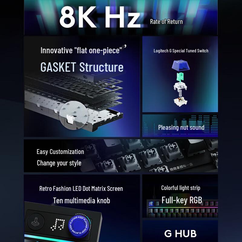 Logitech G316 X 98-Key 8K Wired Hot-Swappable RGB Mechanical Keyboard