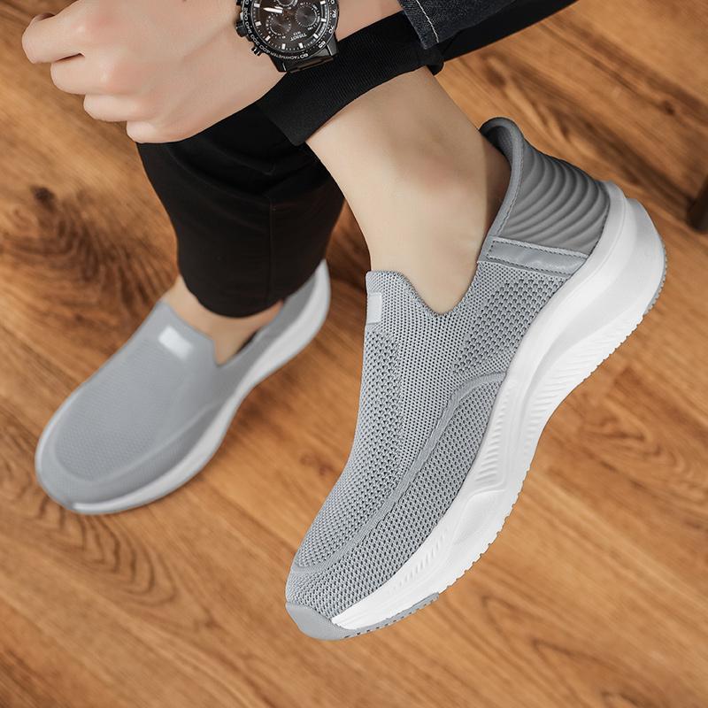 New Comfortable Super Light Thick Soled Slip-on Flying Elastic Mesh Socks Shoes Men's Casual Sports Walking Shoes