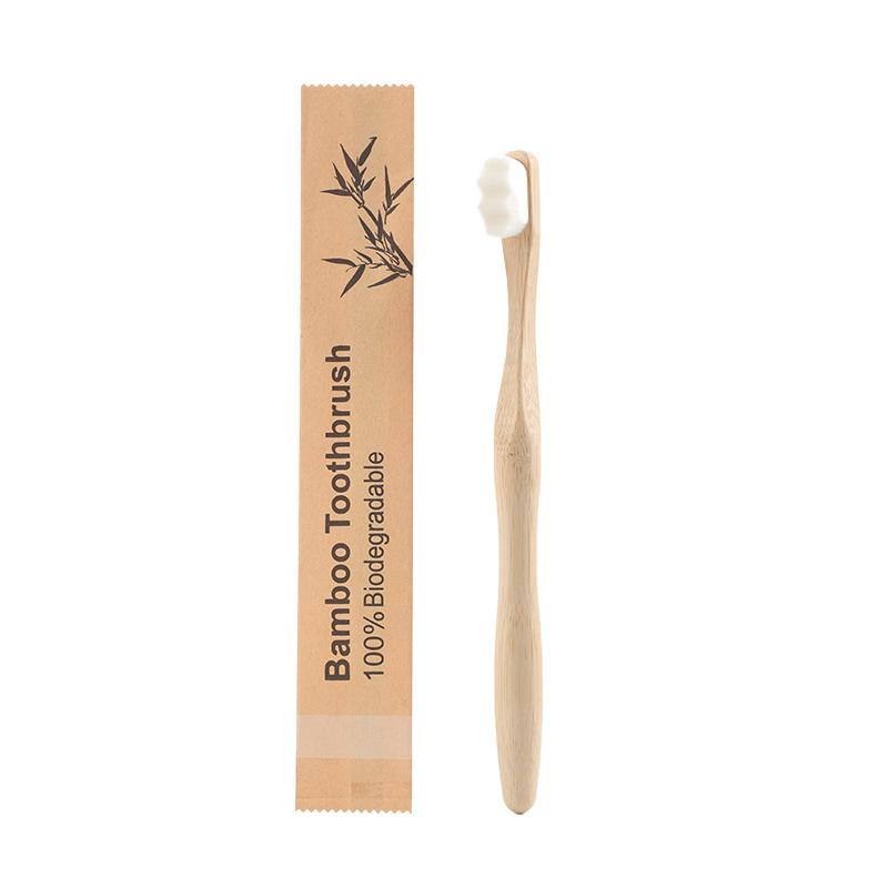 Custom Stock Eco Kraft Bag 12000 Ultra Soft Nano Bristles Biodegradable Calabash Grip Bamboo Toothbrush Nano Toothbrush
