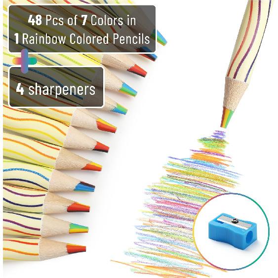 Mr. Pen- Rainbow Pencils Bulk, 48 Pack, 7 Color In 1 Rainbow Colored Pencil, Fun Pencils for Kids