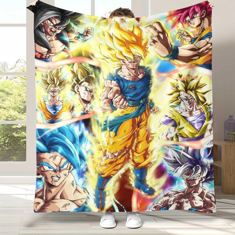 Anime D-Dragon Ball Game Cartoon Flannel Blanket,Ultra Soft Warm Plush Throw for Home Bedroom Bed Sofa Cover Office Camping
