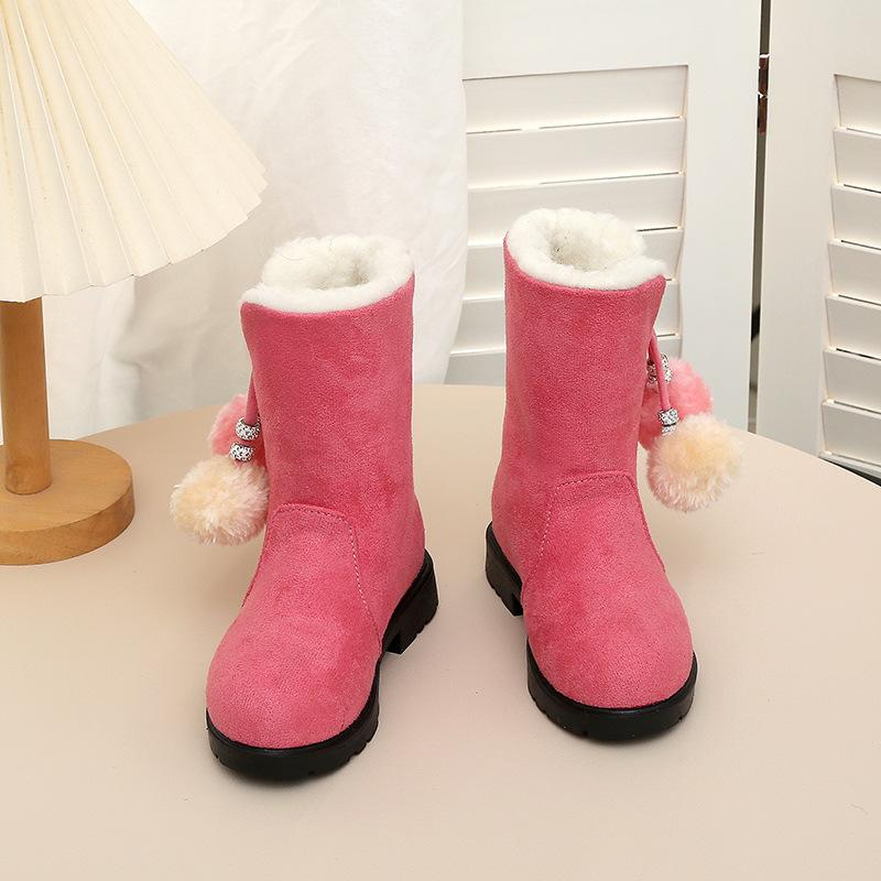 Girls' New Fleece-lined Snow Boots, Children's Cotton Shoes