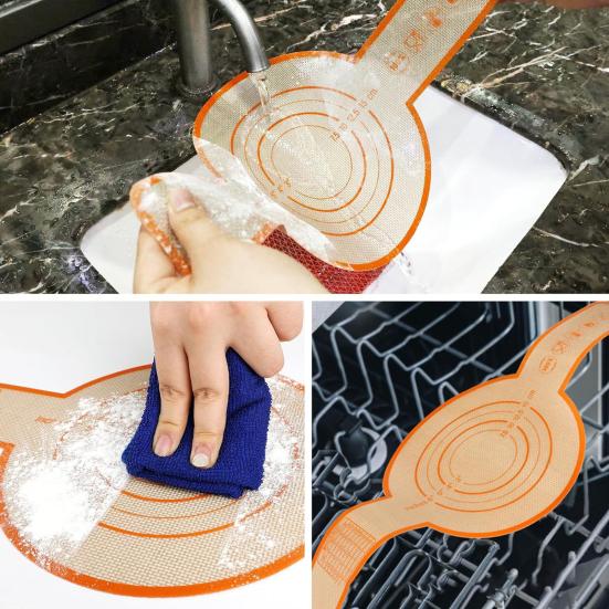 2 Pcs Silicone Bread Mat Circular Oval Non-Stick Baking Mat Set for Oven Reusable Easy to Clean