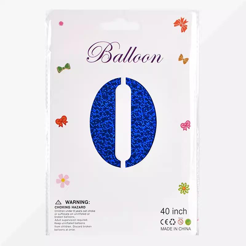 Large 40-Inch Navy Blue Laser Number Foil Balloon for Birthday Decoration