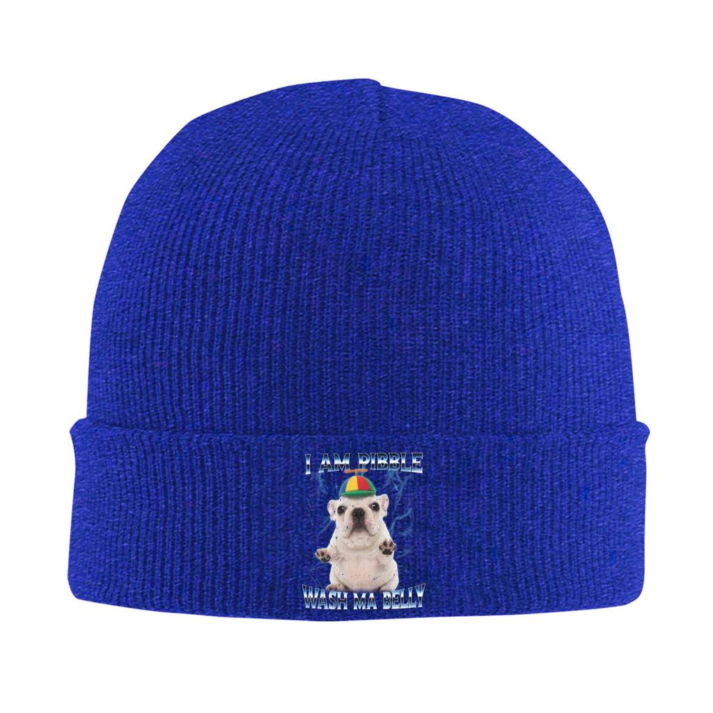 Women Men Rib Knit Cuffed Beanie Funny Pibble Meme Wash My Belly Accessories Warm Skull Knitted Hat Cap  Bonnet Hats