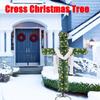 A Cross-shaped Christmas Tree With Lights, Pre-lit, Elongated, Pencil-shaped Artificial Tree, Complete With A Scarf And Christ Crown, Suitable For