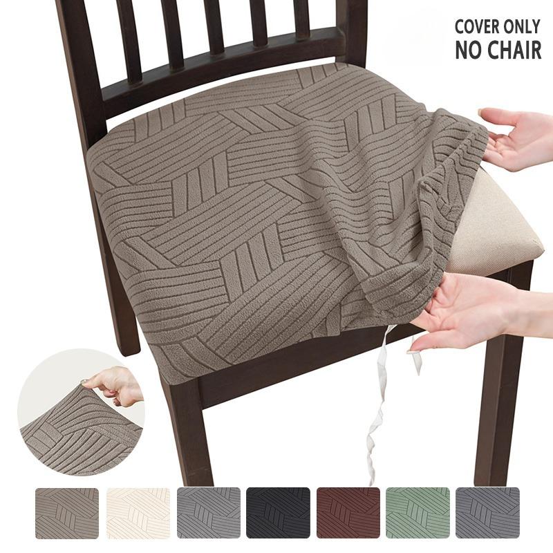 1PC Stretch Dining Chair Seat Covers Jacquard Elastic Chair Seat Cover Removable Chair Cushion Slipcover for Home Decor