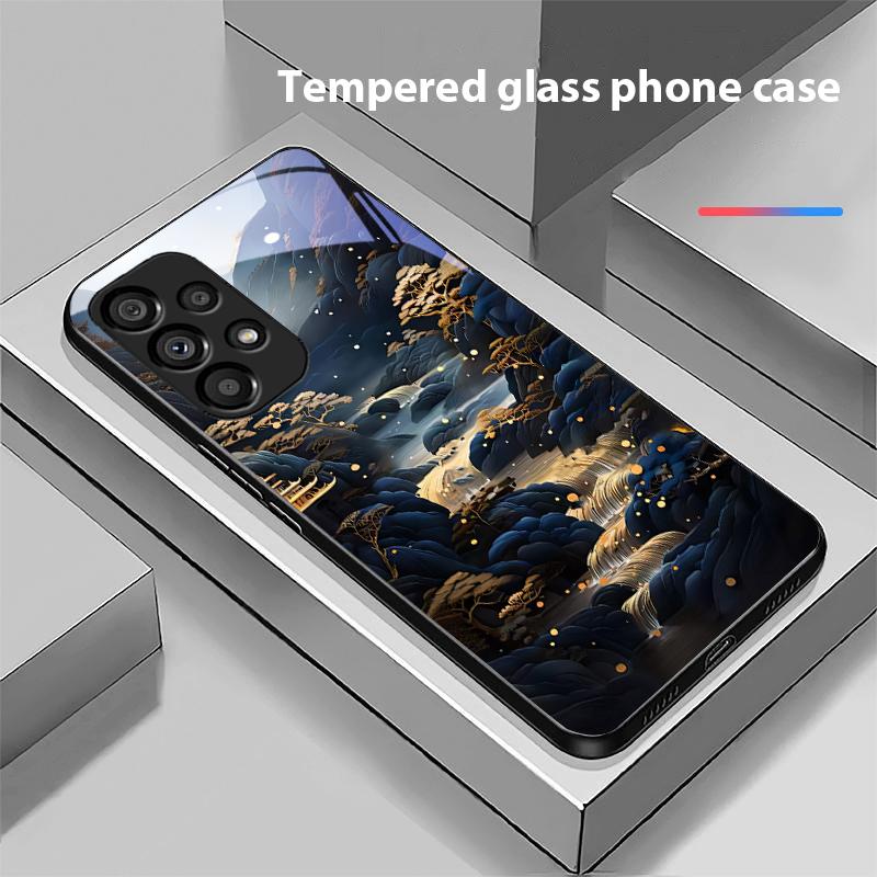 Jubao Basin Water For Samsung Galaxy S10 20 Plus 21 FE 22 23 24 FE 25 Ultra Black Tempered Glass Phone Case Hard Shell