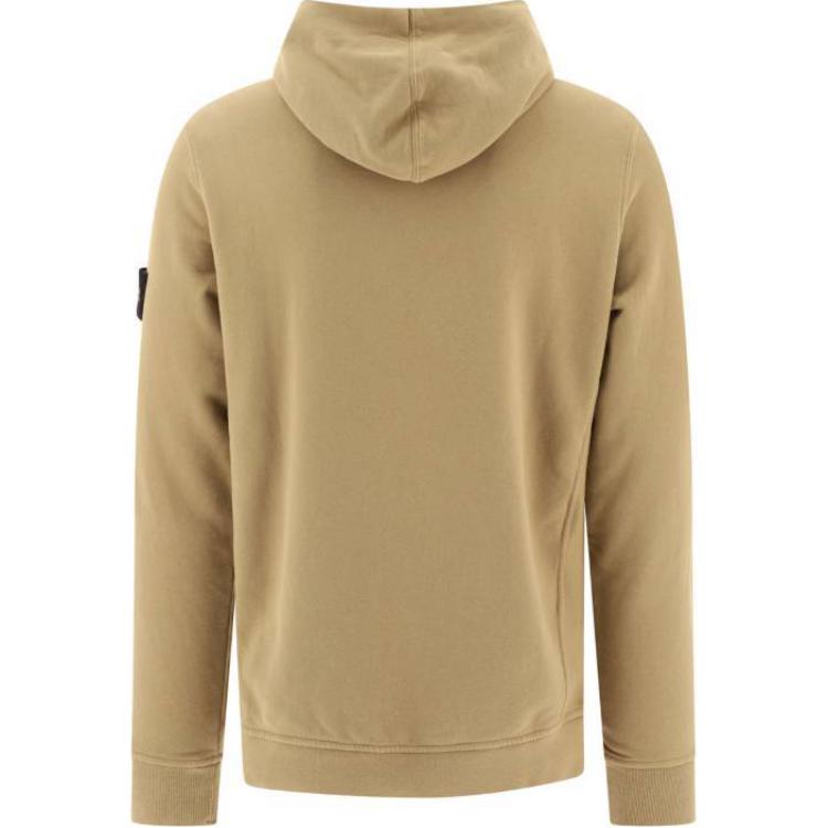 Stone Island FW24 Solid Color Drawstring Hooded Logo Print Pullover Long Sleeve Sweater Men sweater Light-Brown 811560820-V0094