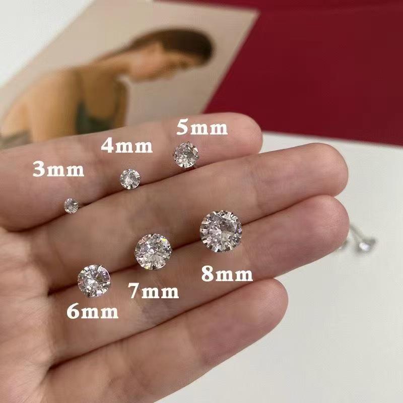 

Sterling Silver Zirconia Stud Earrings: Versatile, Luxurious, Super Shiny, Comfortable for Sleep Without Removal 3mm Pair