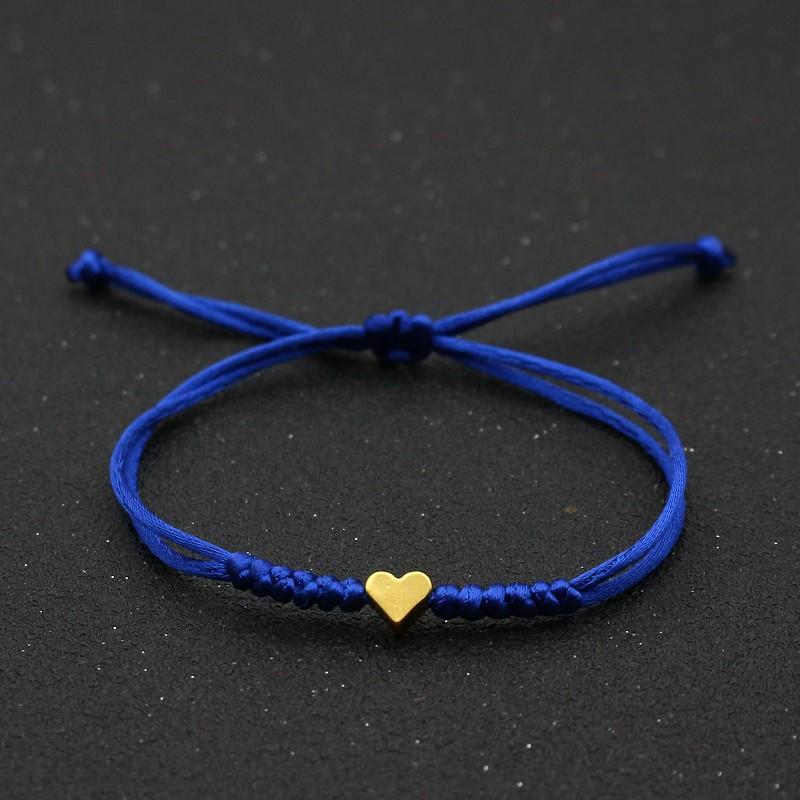 Tiny Heart Charm Bracelets for Women Girls Simple Blue Black Red Rope Chain Braided Bracelet Woven Jewelry Best Gifts Her