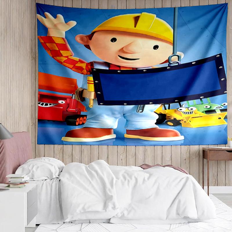Bob-the-Builder Print Tapestry, Backdrop, Easy Setup, Ideal for Bedroom, Office & Living Room, with Aesthetic Wall Hanging Decor.