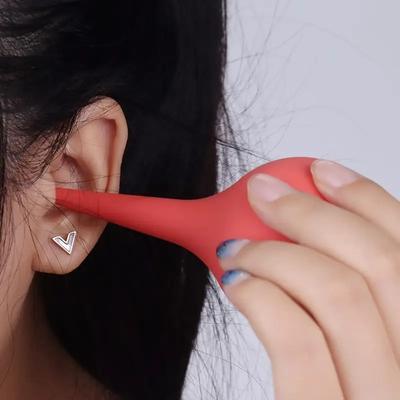 Gentle Ear Wax Remover Bulb: 1pc Reusable Rubber Syringe for Safe Cleaning, No Battery, Home & Travel Kit with Solution