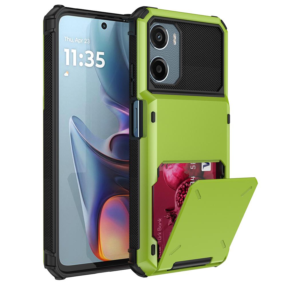 For Motorola Moto E15 4G Case PC+TPU Dual Layer Back Phone Cover with Card Holder
