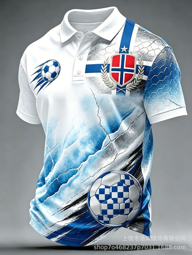 New 3D Printed Men's Retro Fashion Casual Summer Lapel Polo Shirt Top