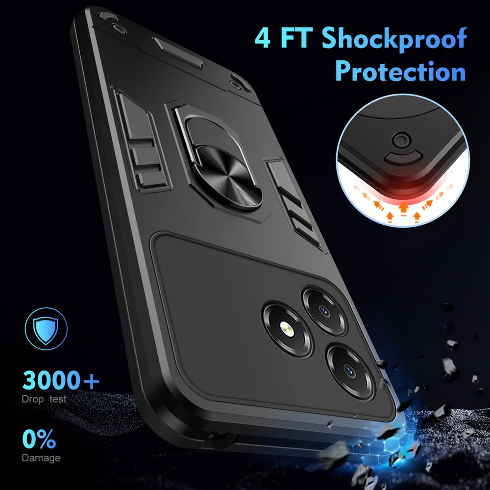 KEYSION Shockproof Armor Case for ZTE Blade A36 4G 5G Soft Silicone+PC Metal Ring Stand Phone Back Cover for ZTE Blade A36 5G