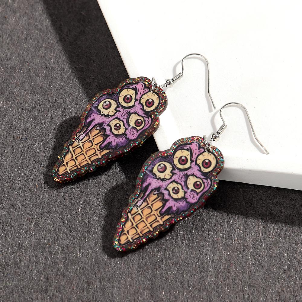 Newest Halloween Acrylic Earrings for Women Gothic Eyeballs Skull Ice Cream Cat Blood Cross Drop Earring Hallowmas Jewelry Gifts