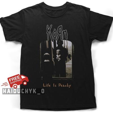 T-shirt Korn Life Is Peachy Coton Unisexe Noir - Livraison Gratuite
