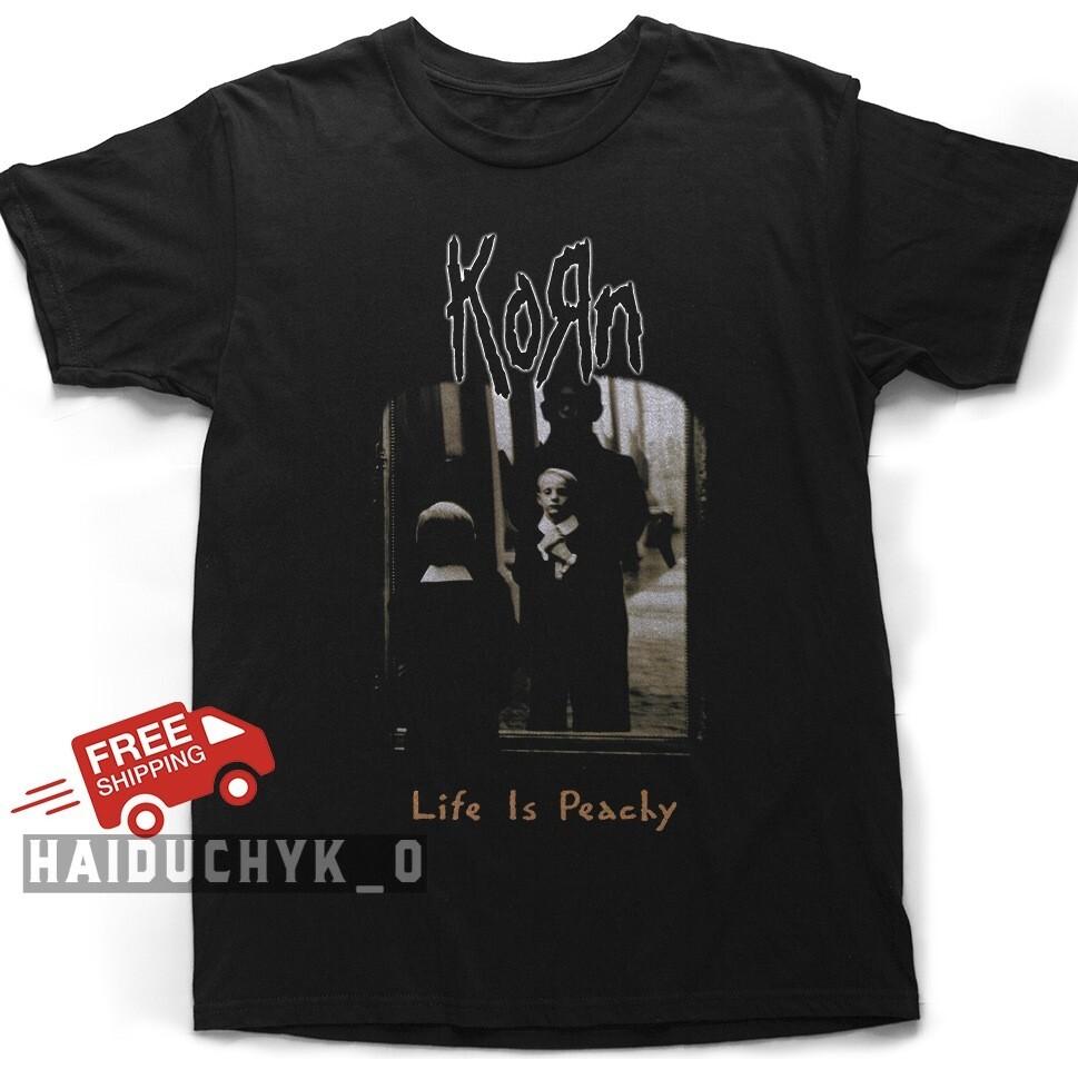Korn Shirt Life Is Peachy Cotton Unisex Black T-shirt - Free Shipping Unisex T-Shirt S