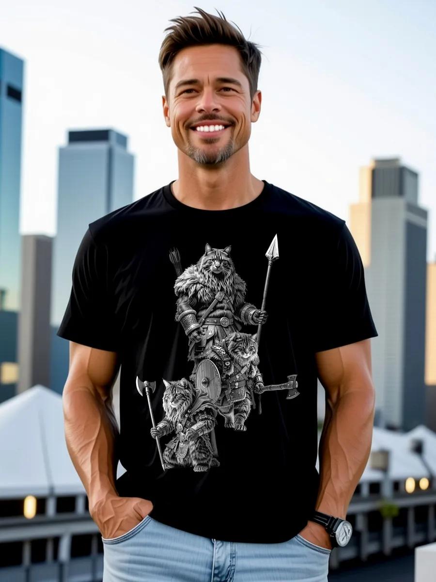Black T-shirt with top print S