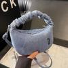 Crossbody Handbag Women Denim Ruched Handle Daily Commute