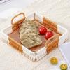 With Handles Woven Serving Tray Washable Imitation Rattan Fruit Plate  Kitchen Storage
